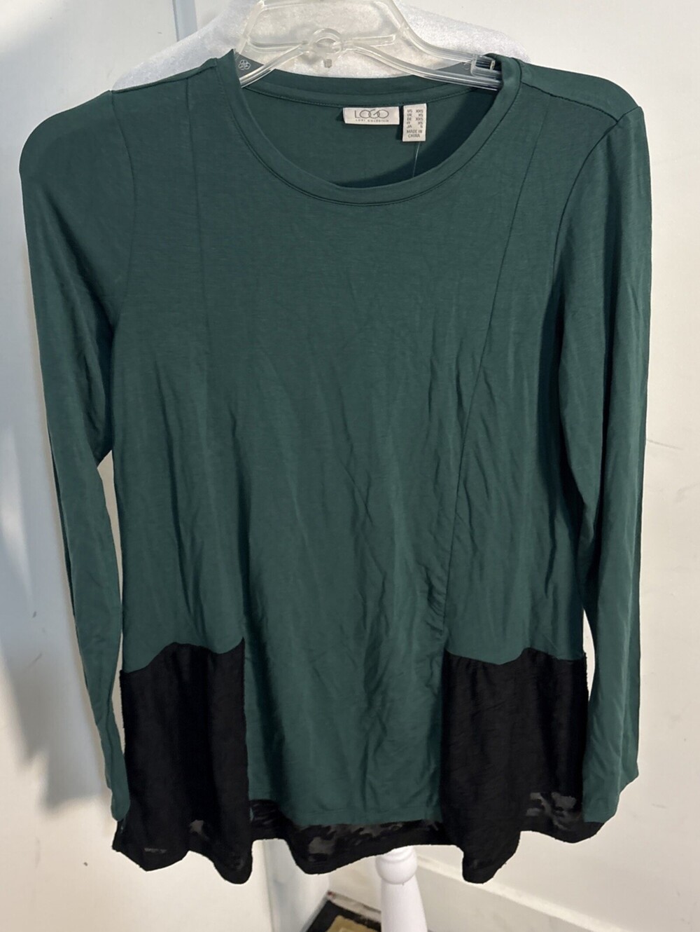 LOGO by Lori Goldstein Rayon 230 Layered Top w/ Jacquard Hem XXS NWT